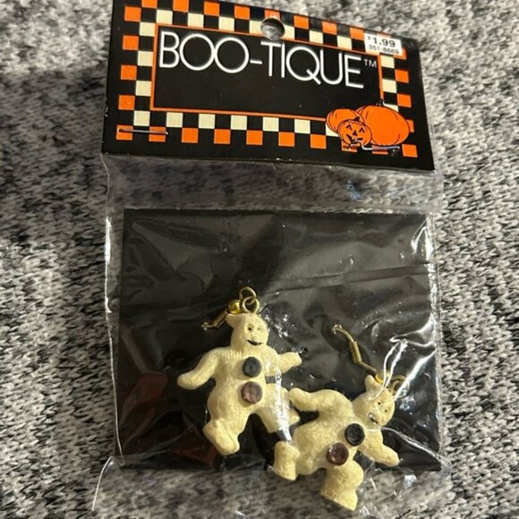 Vintage Halloween Creeping Ghost Earrings EUC New Old Stock Teacher - Picture 1 of 2